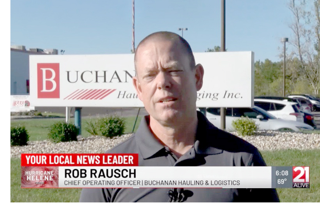 COO Robert Rausch talks to local media about Buchanan's Fill the Truck Campaign