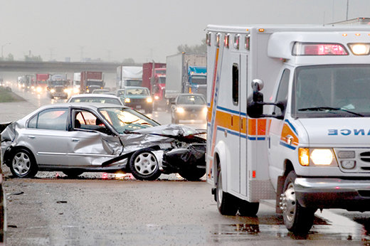 car and ambulance after accident