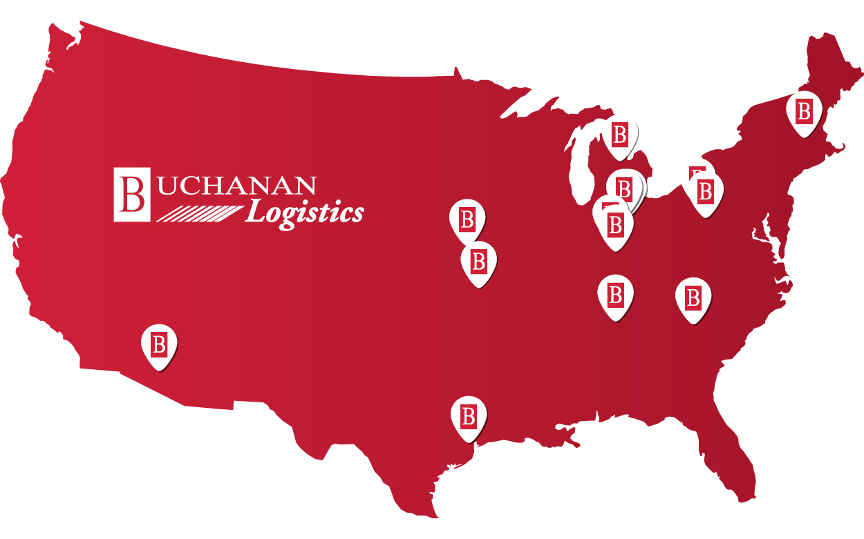 Buchanan Logistics office locations in Arizona, Arkansas, Massachusetts, Michigan, Misouri, South Carolina, Tennessee, Texas, Indiana, and Pennsylvania Buchanan Logistics office locations in Arizona, Arkansas, Massachusetts, Michigan, Misouri, South Carolina, Tennessee, Texas, Indiana, and Pennsylvania