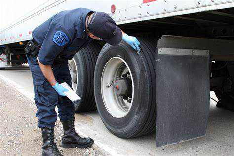 officer inspects tires