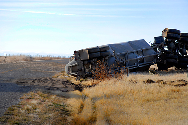 Overturned semi truck